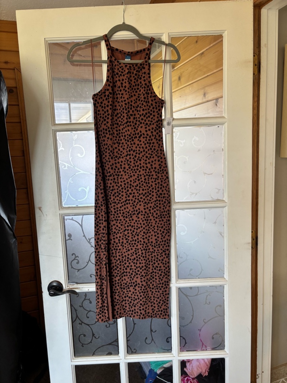 Old Navy Rust Brown Leopard-Print Midi Dress